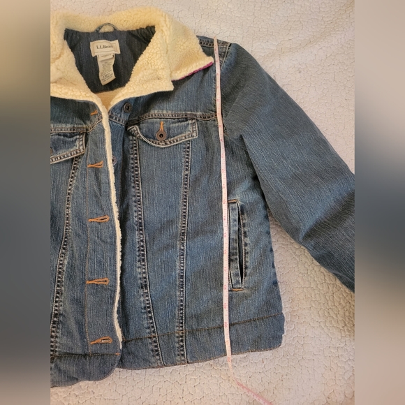 Sherpa-Lined Denim Jacket LLBean Sz L - Picture 8 of 11